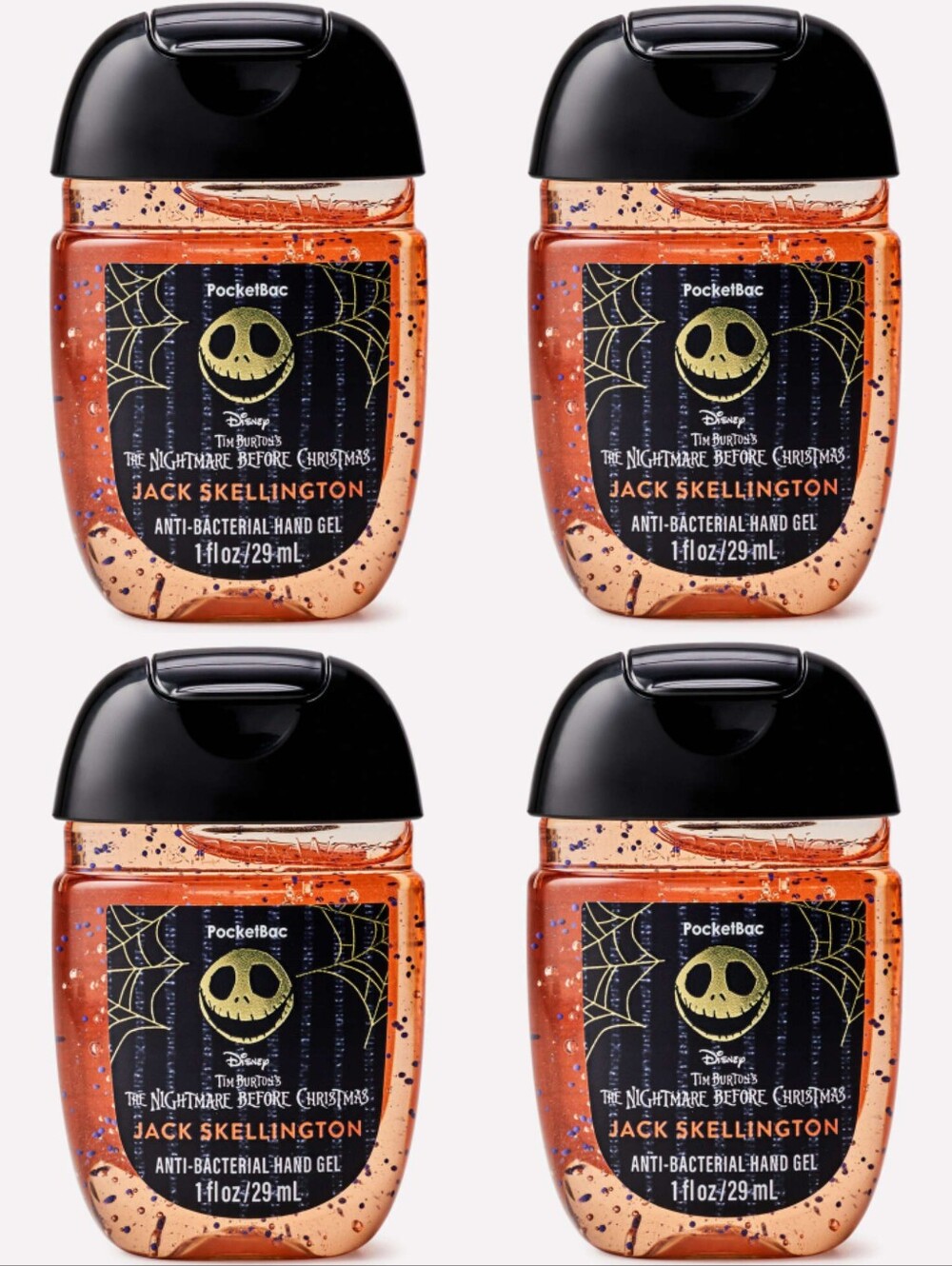 Bath & Body Works Jack Skellington PocketBac Hand Gel Set of 4 NEW RARE